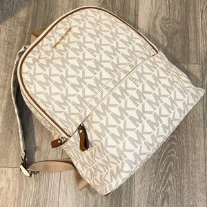 Michael Kors Cream and Tan Patterned Backpack